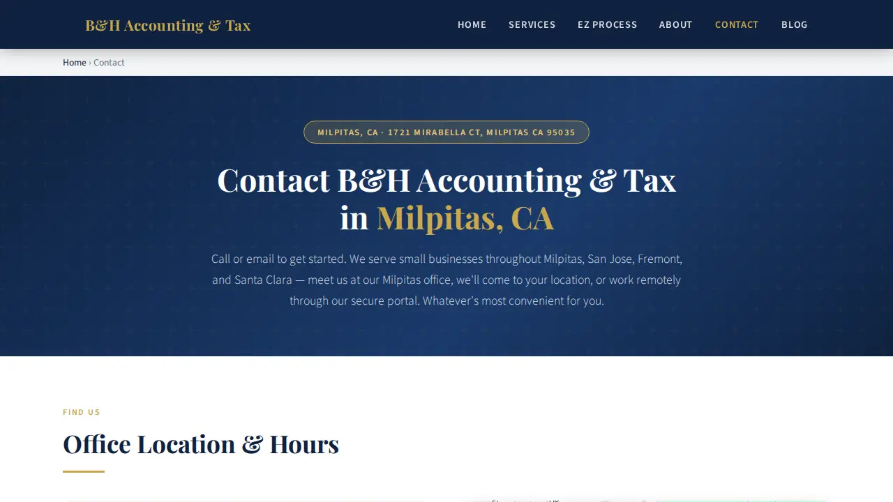 B&H Tax and Accounting services page