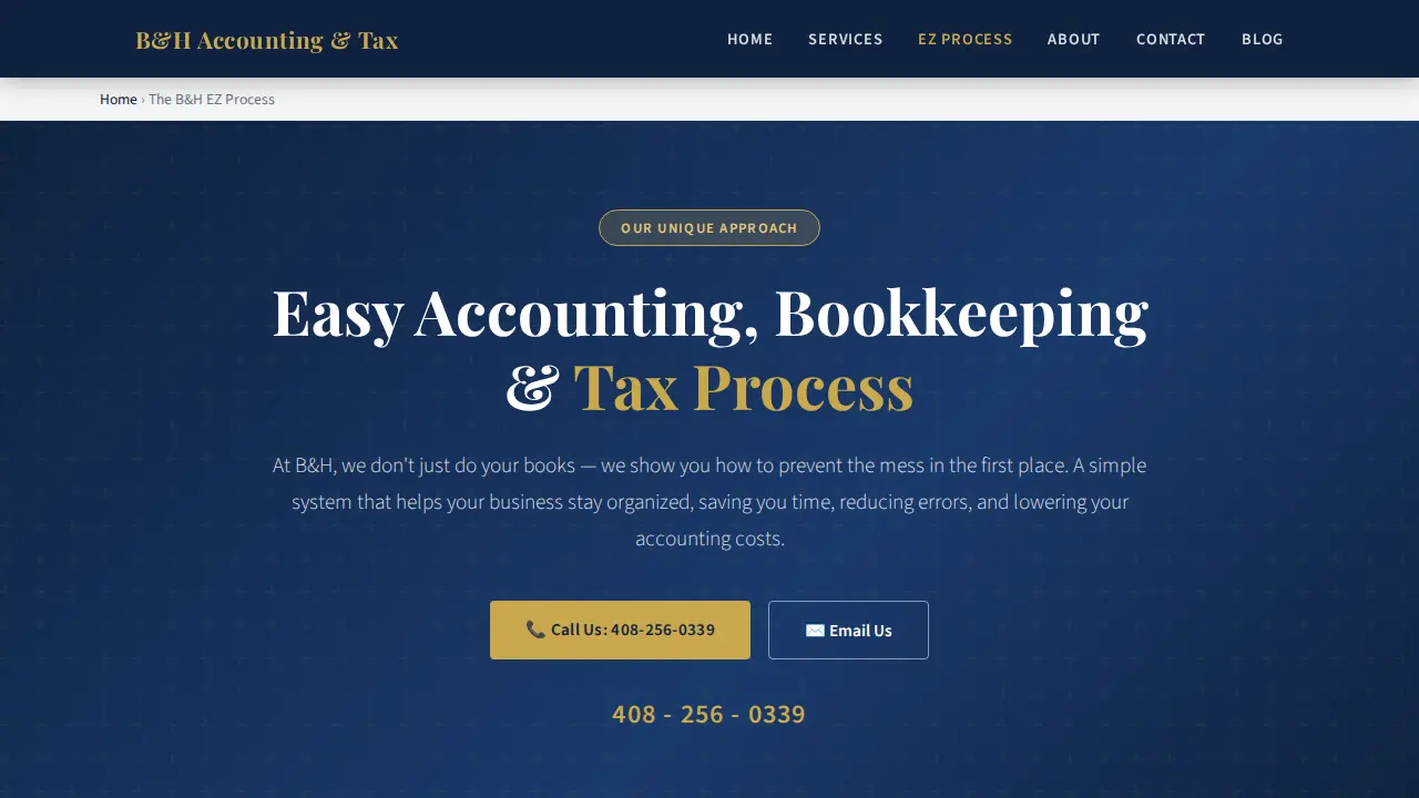 B&H Tax and Accounting services page