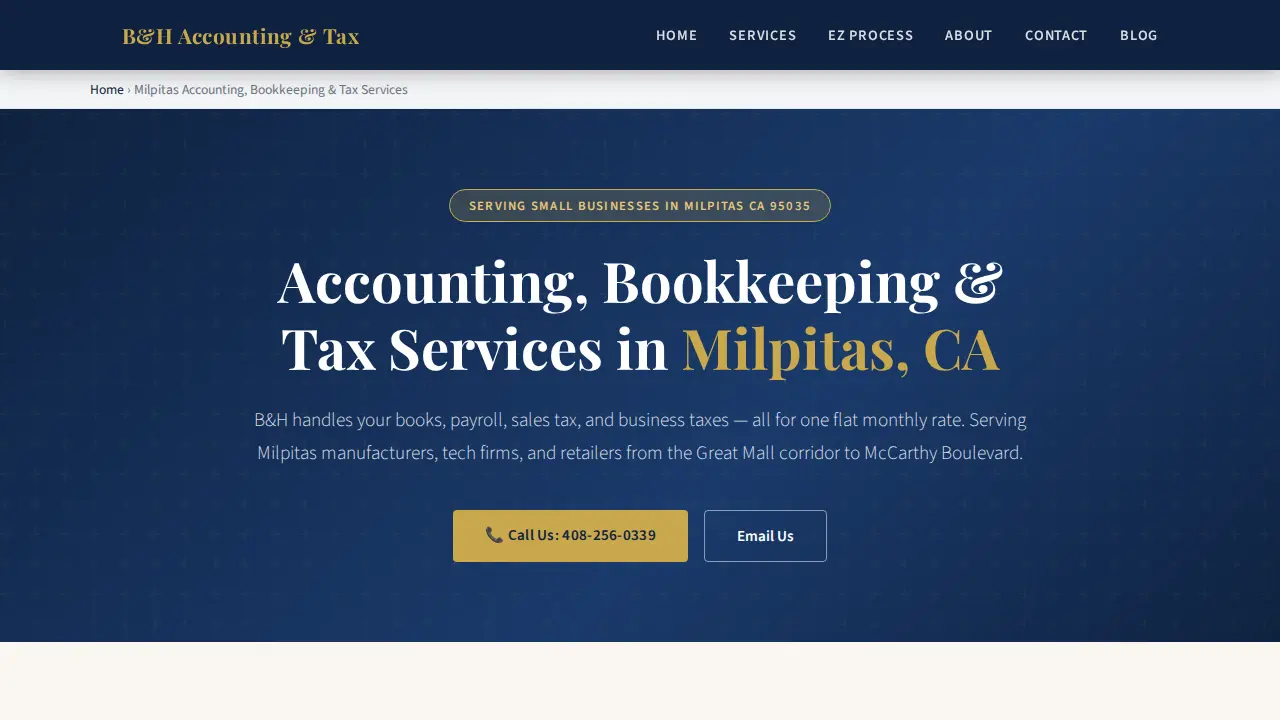 B&H Tax and Accounting services page