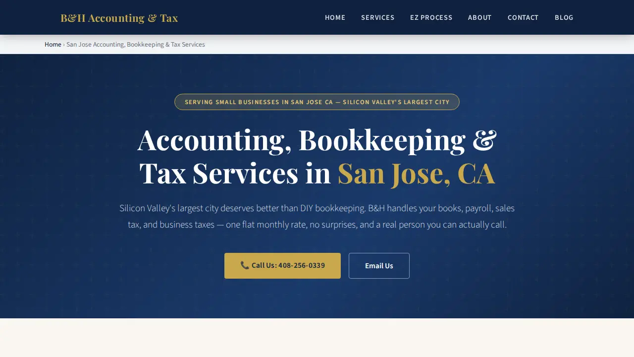 B&H Tax and Accounting services page
