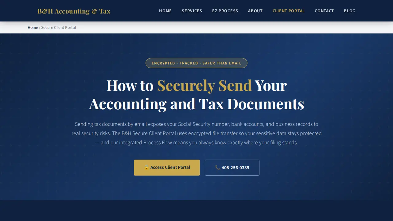 B&H Tax and Accounting services page