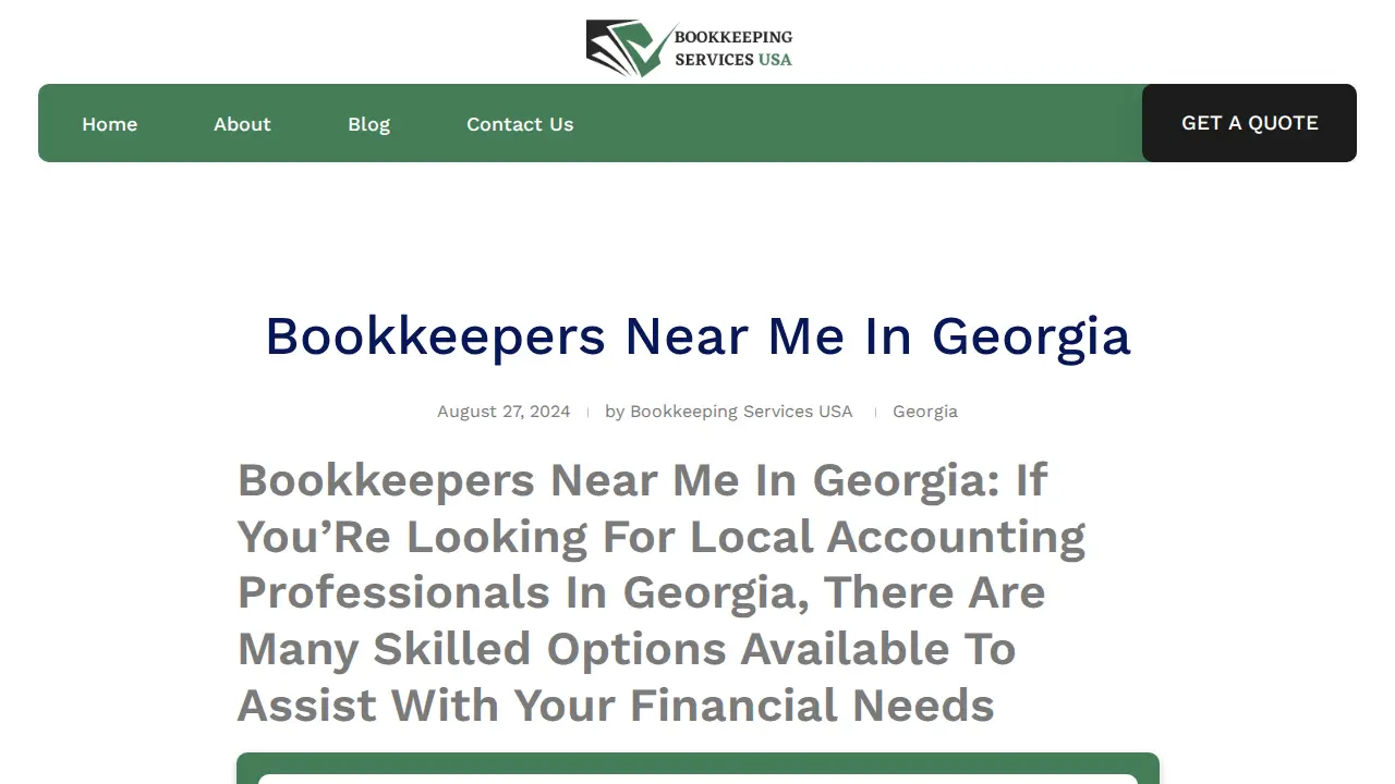 Bookkeeping Sevices USA page