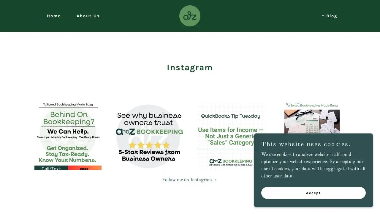 A to Z Bookkeeping page