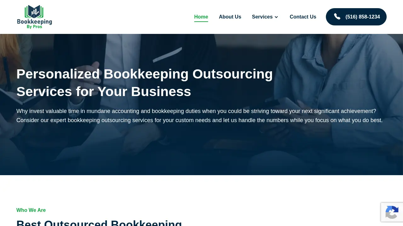Bookkeeping By Pros page