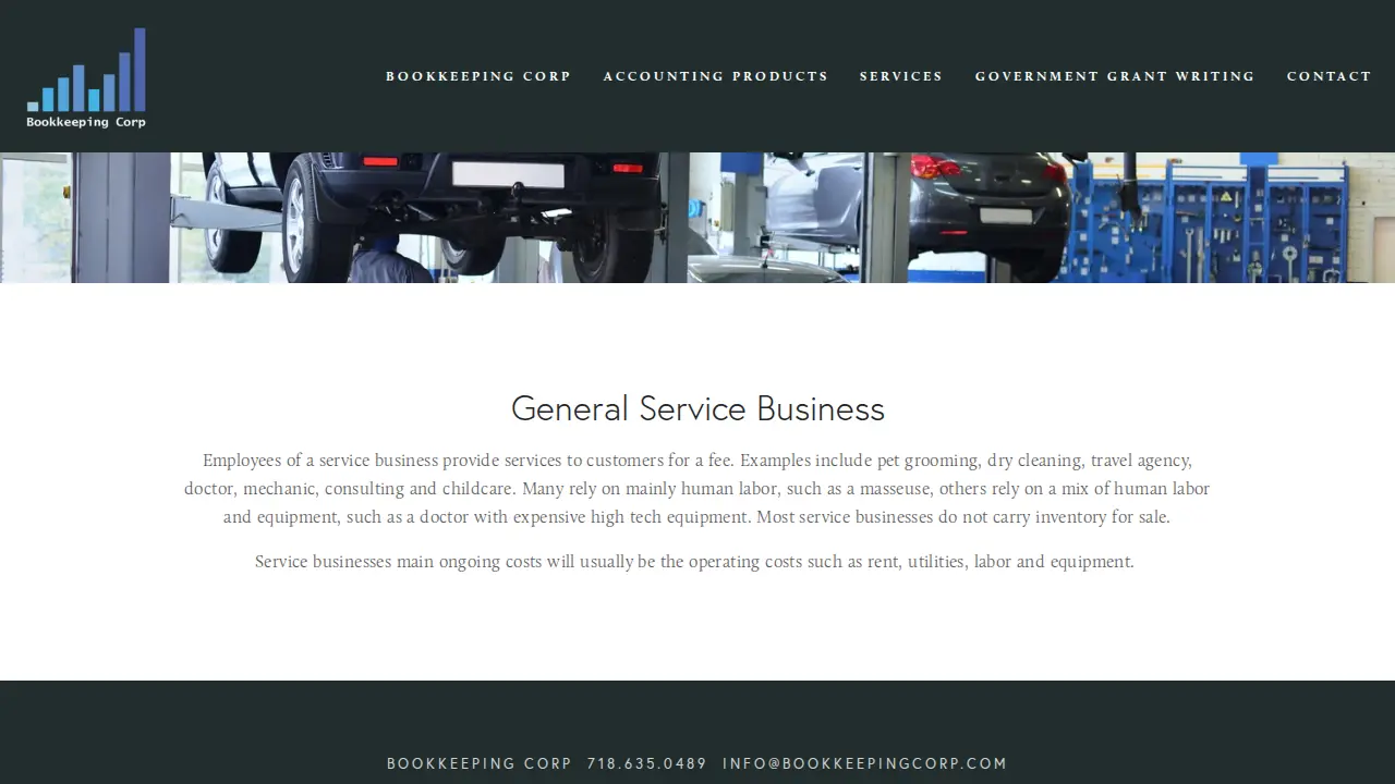 Bookkeeping Corp page