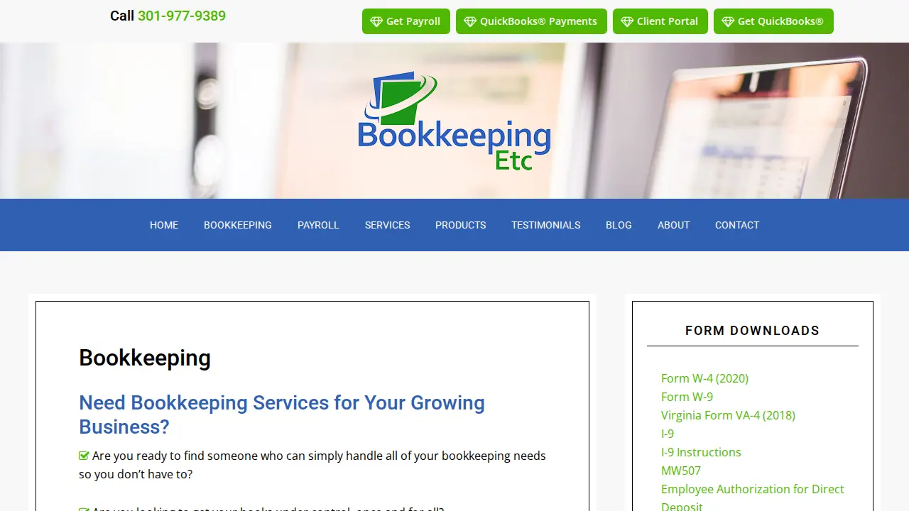 Bookkeeping Etc Inc page