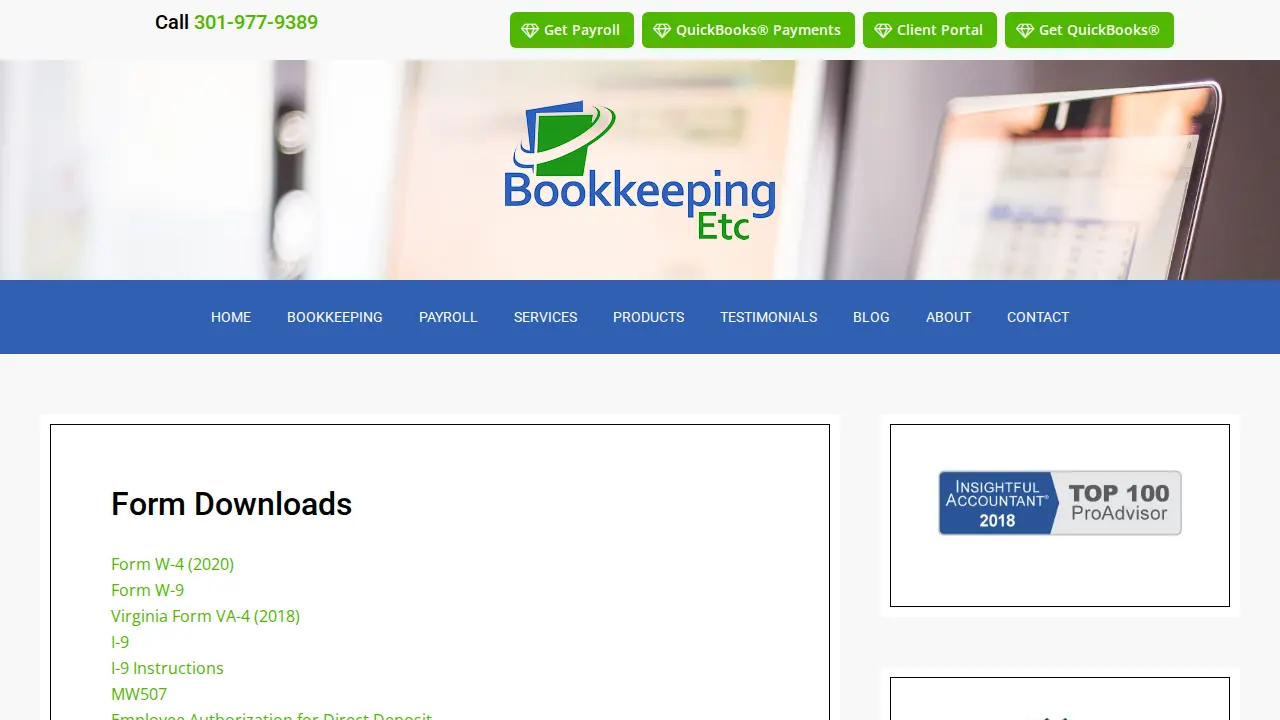 Bookkeeping Etc Inc page