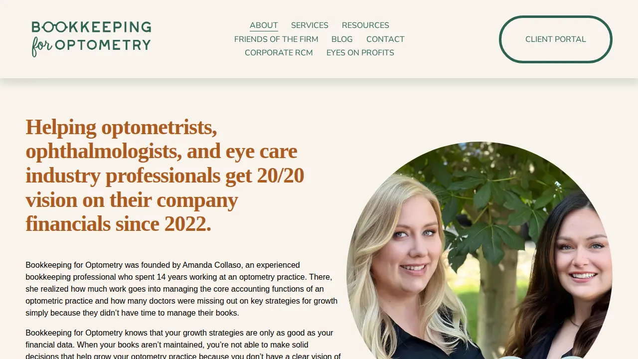 Bookkeeping for Optometry page