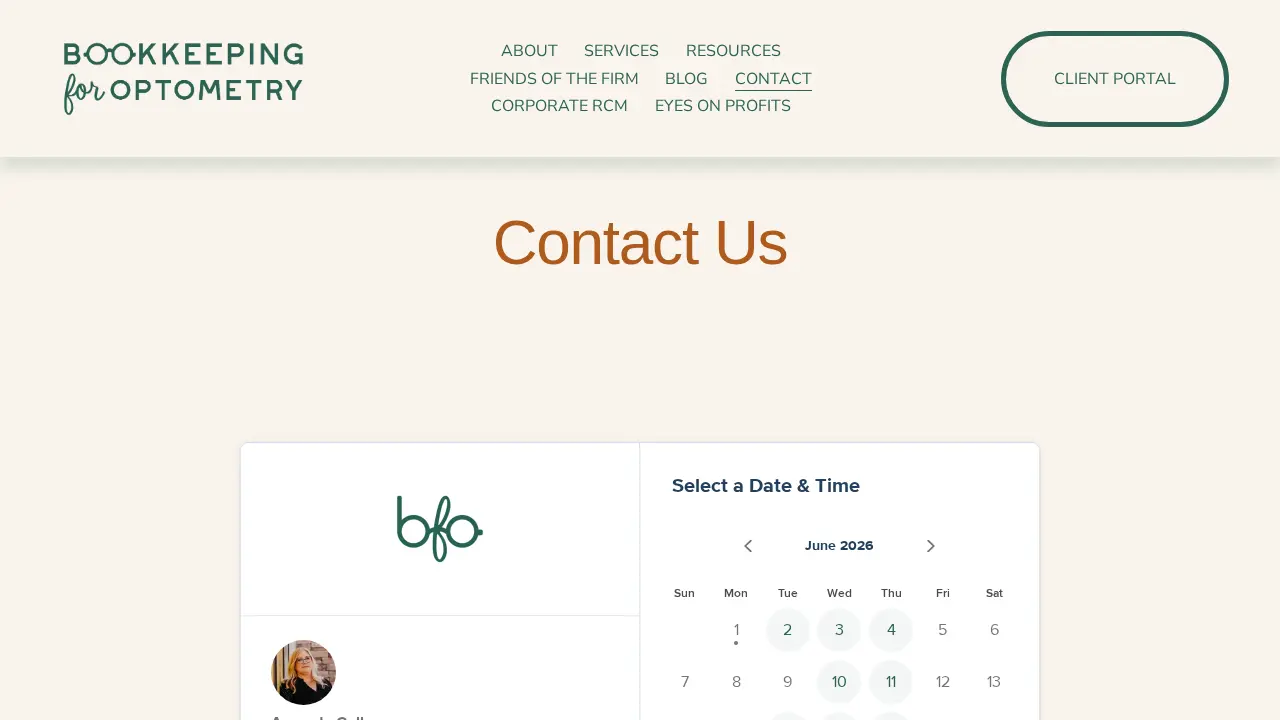 Bookkeeping for Optometry page