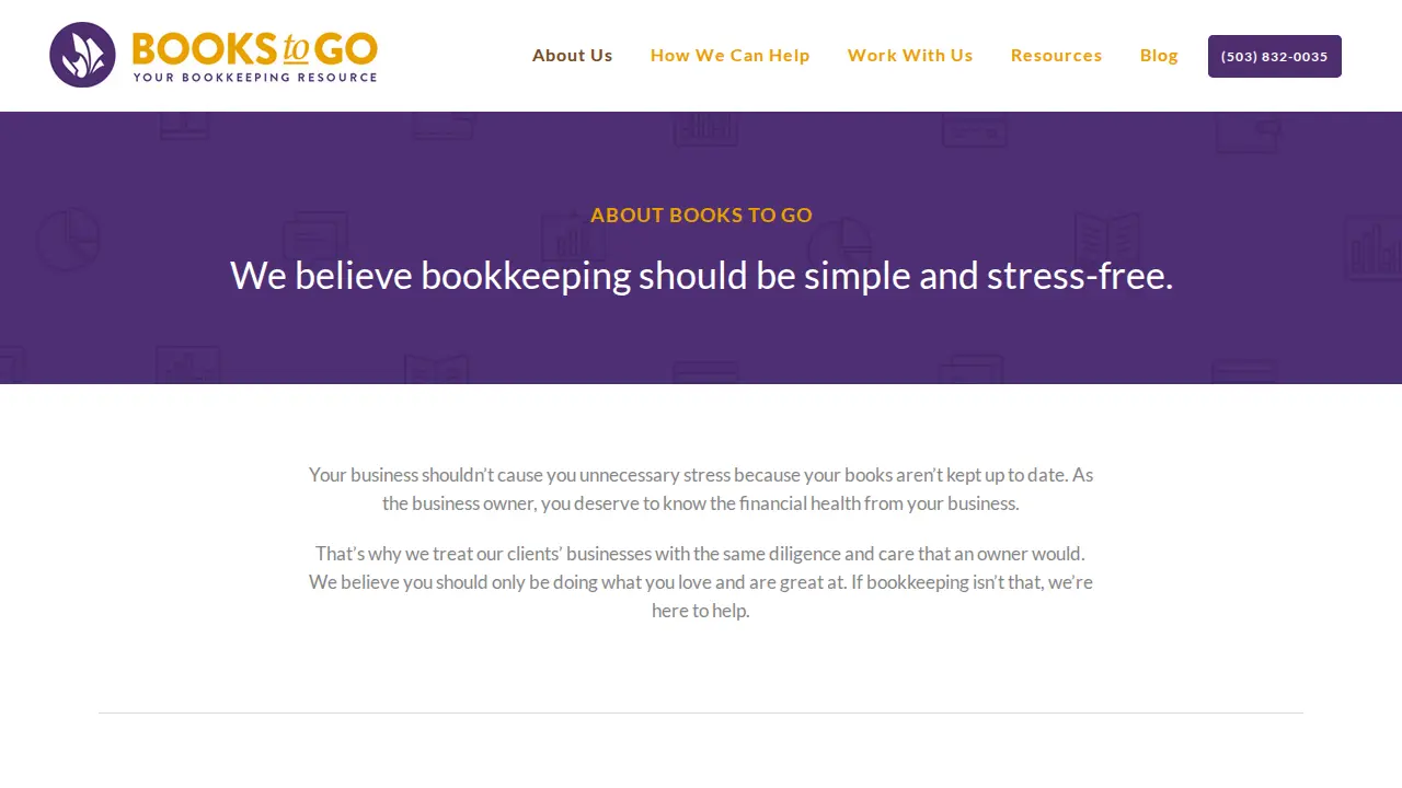 Books to Go Bookkeeping page