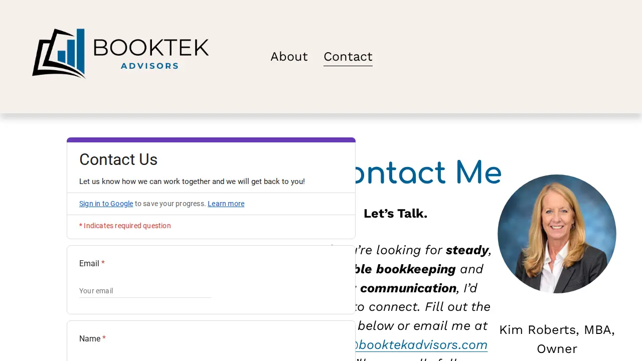 BookTek Advisors page