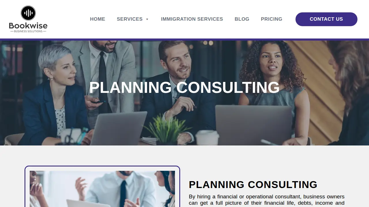 Bookwise Business Solutions page