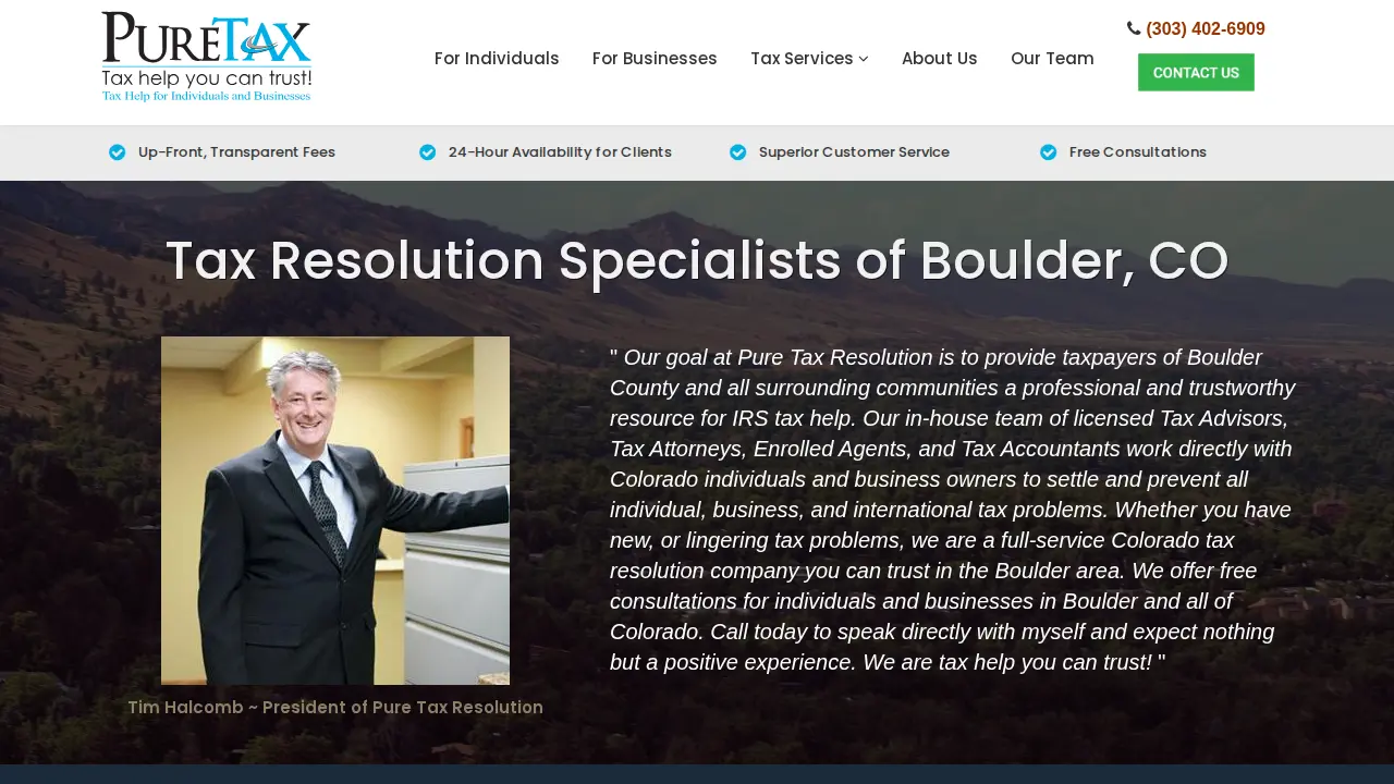 Colorado Pure Tax Resolution website