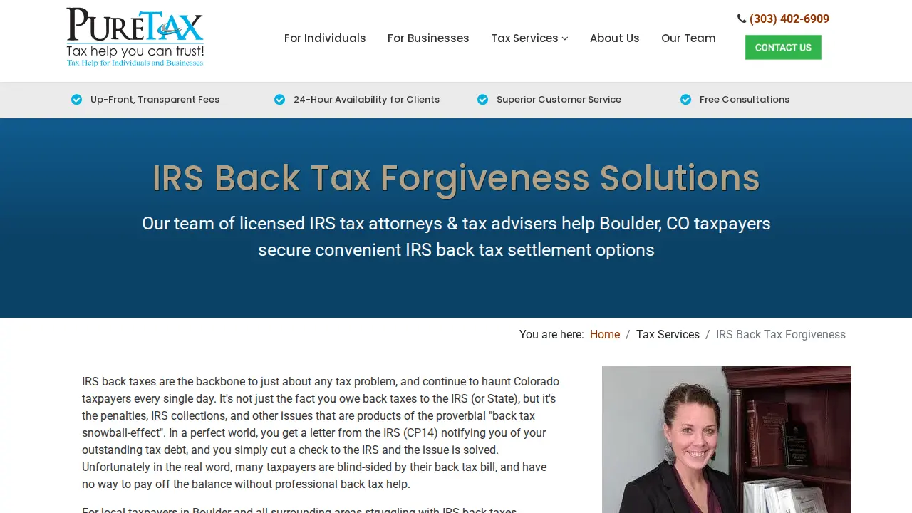Colorado Pure Tax Resolution page