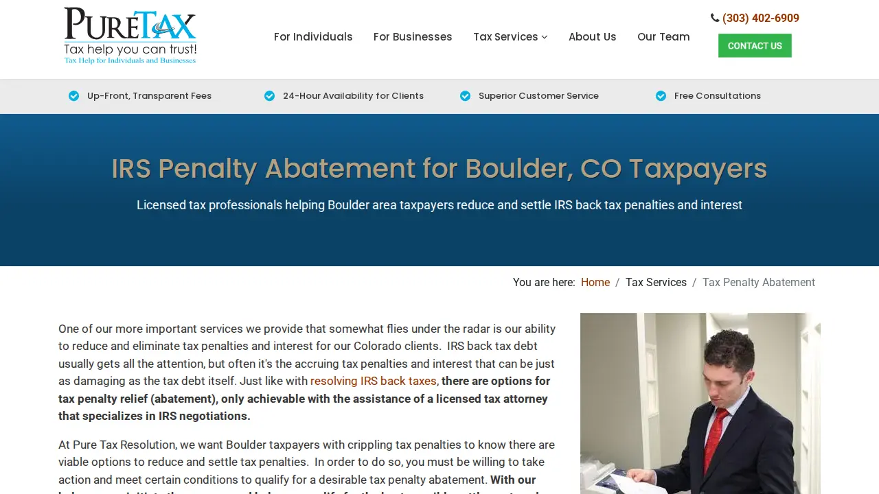 Colorado Pure Tax Resolution page