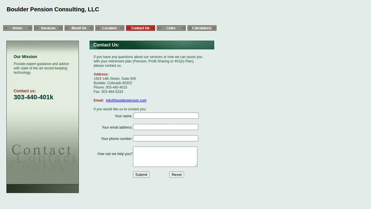 Boulder Pension Consulting, LLC