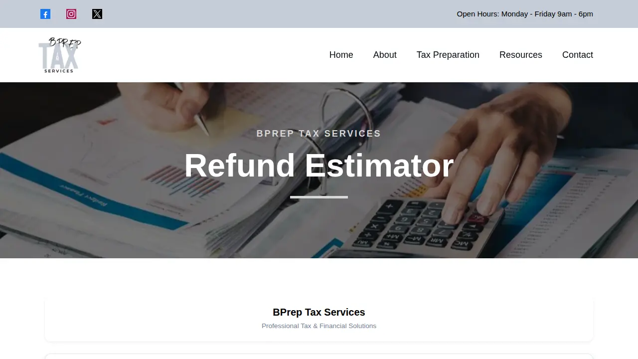 BPrep Tax Services page