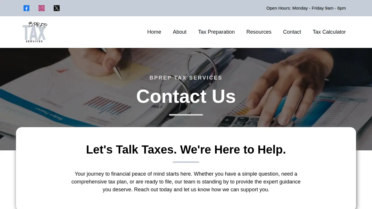 BPrep Tax Services page