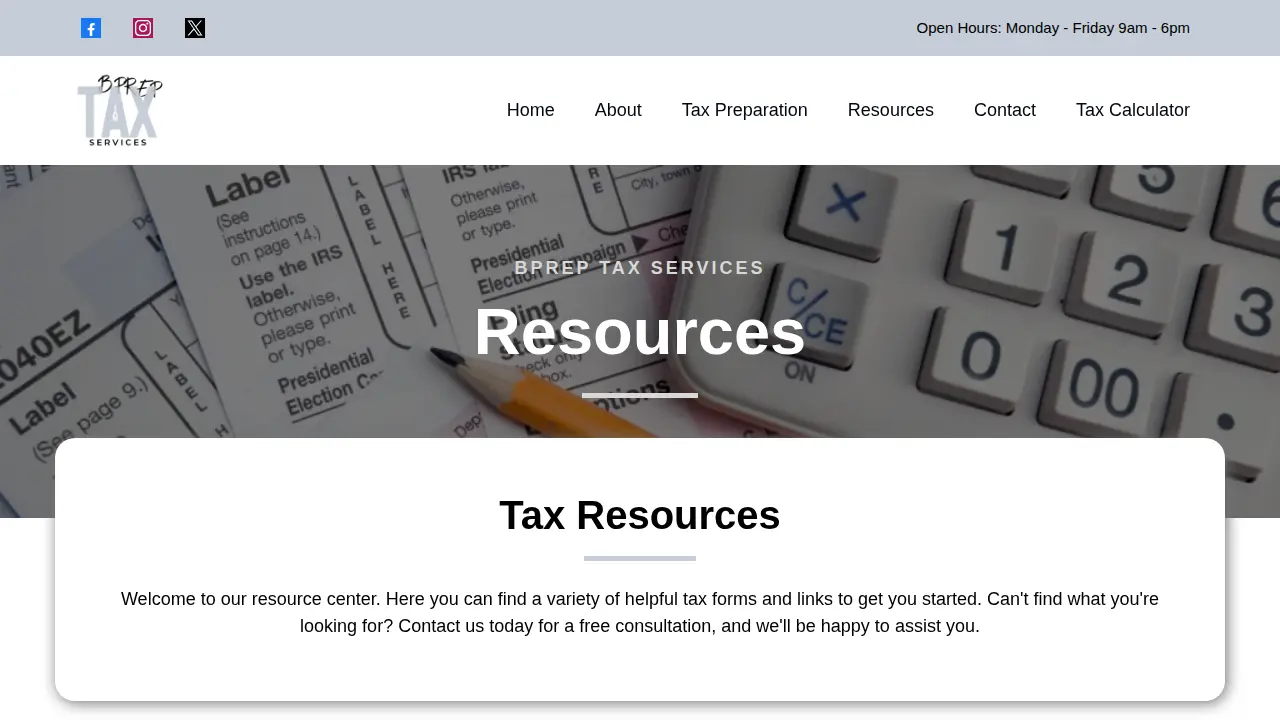BPrep Tax Services page