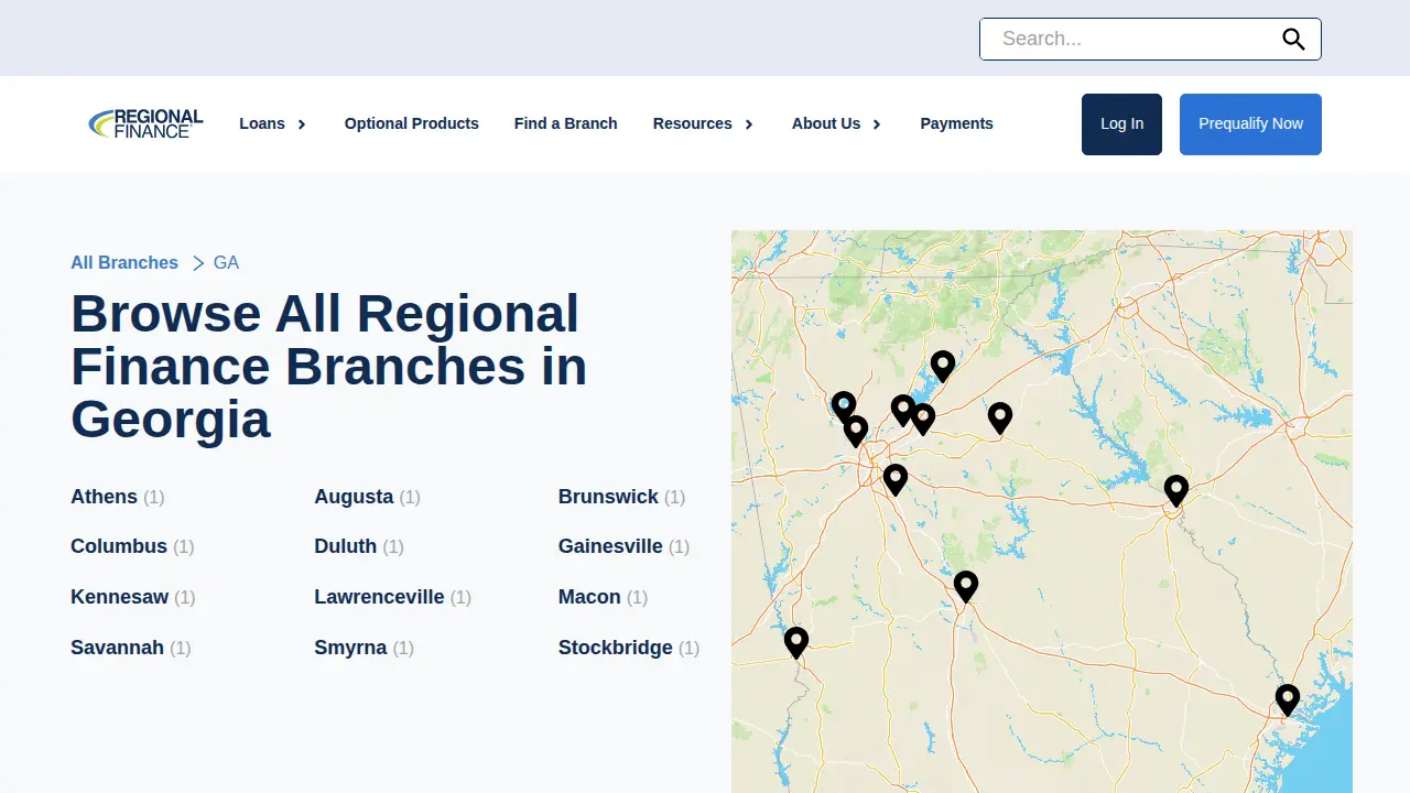 Regional Finance page