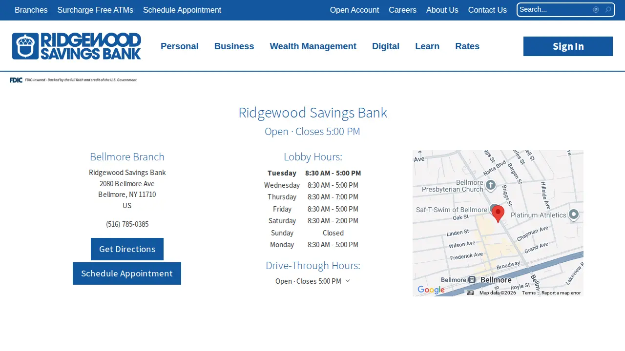 Ridgewood Savings Bank page