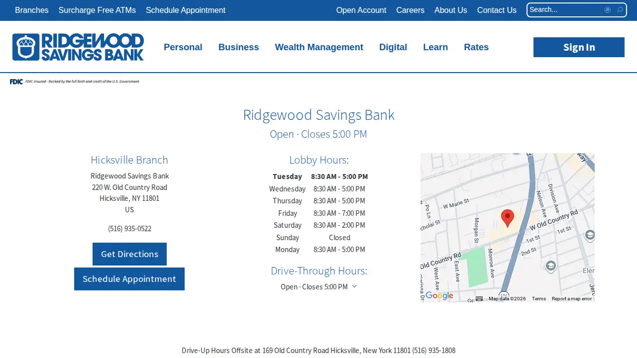 Ridgewood Savings Bank page