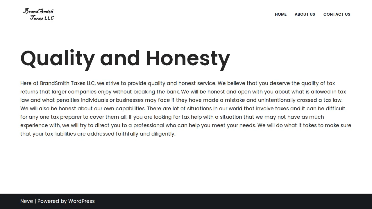 BrandSmith Taxes page