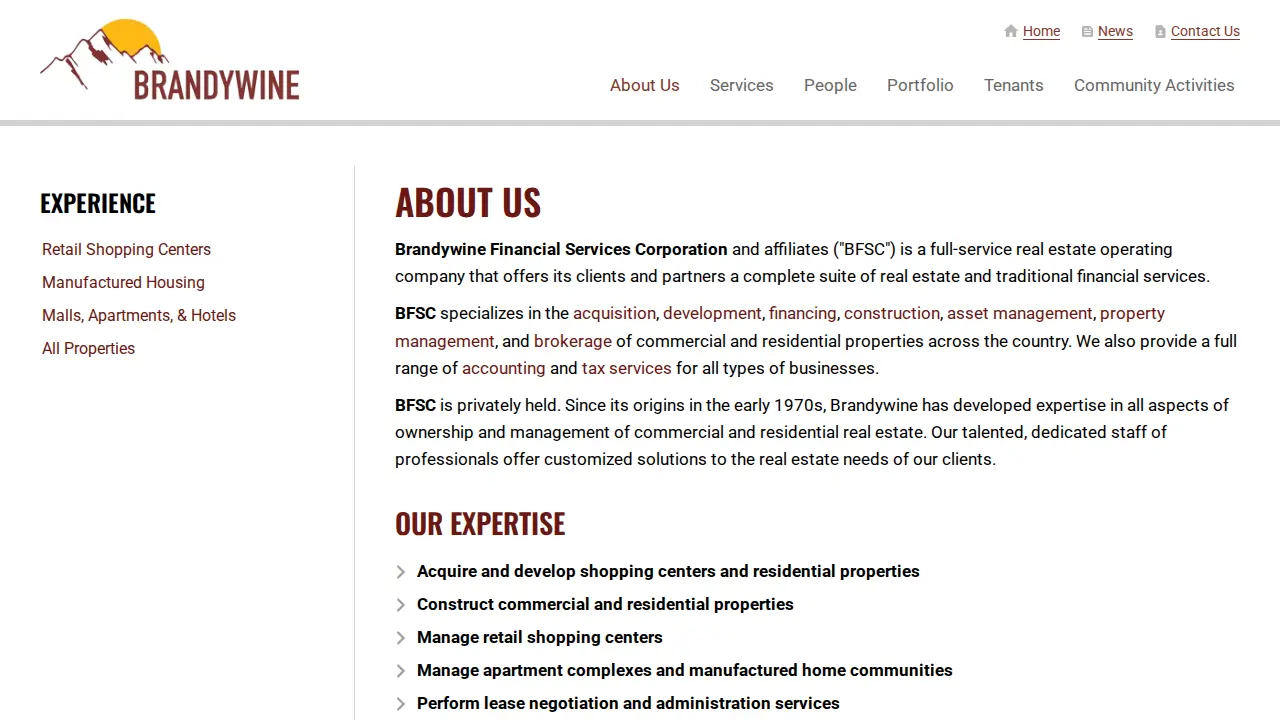 Brandywine Financial Services page