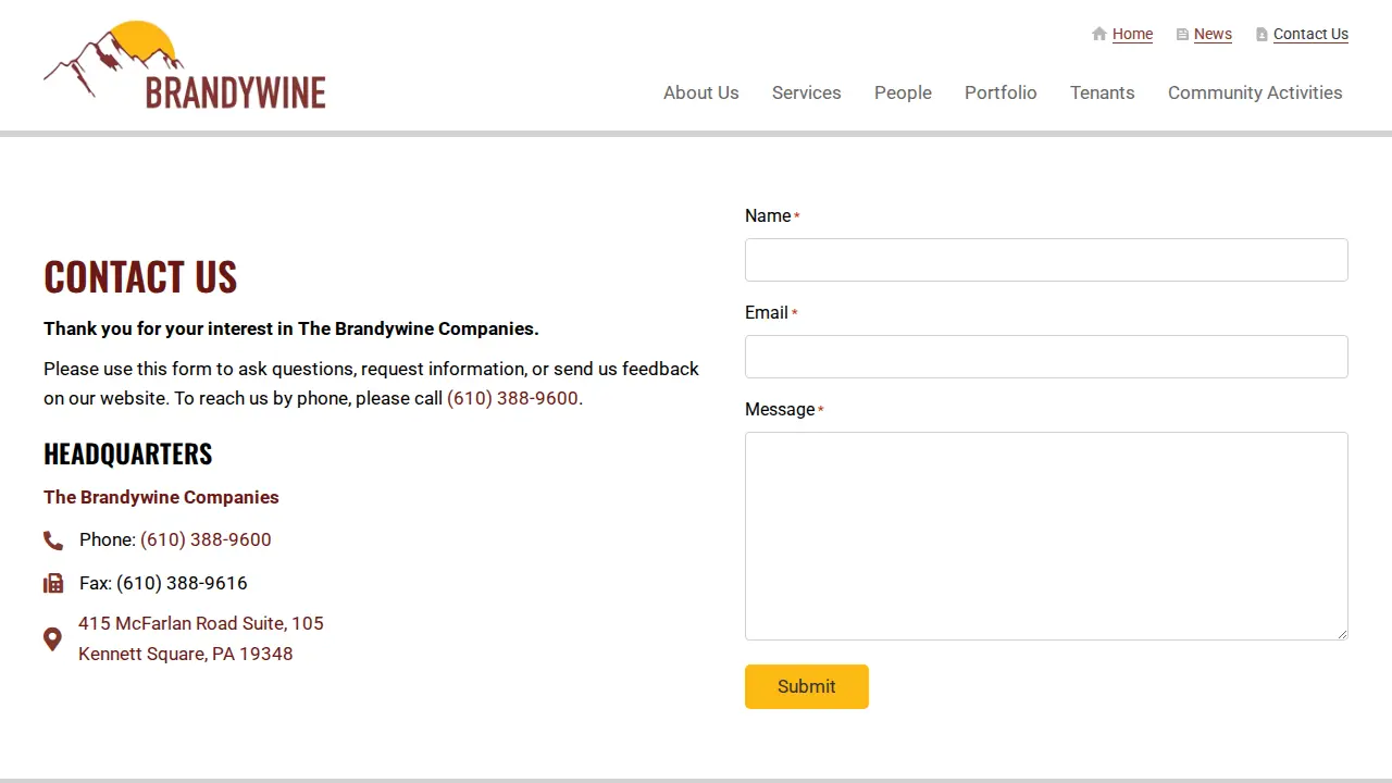 Brandywine Financial Services page