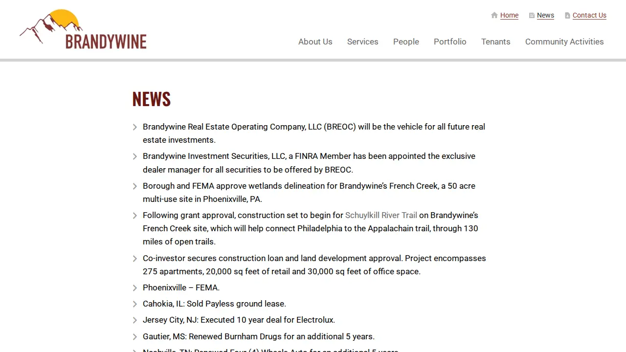 Brandywine Financial Services page