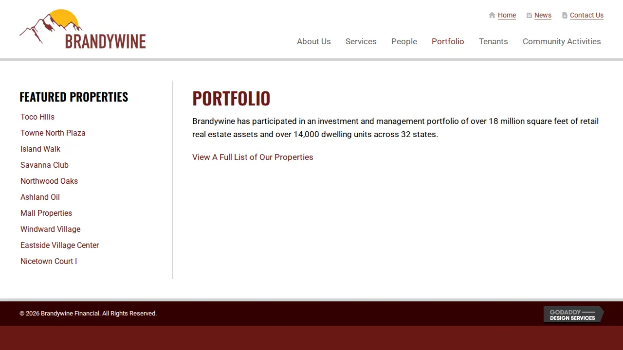 Brandywine Financial Services page