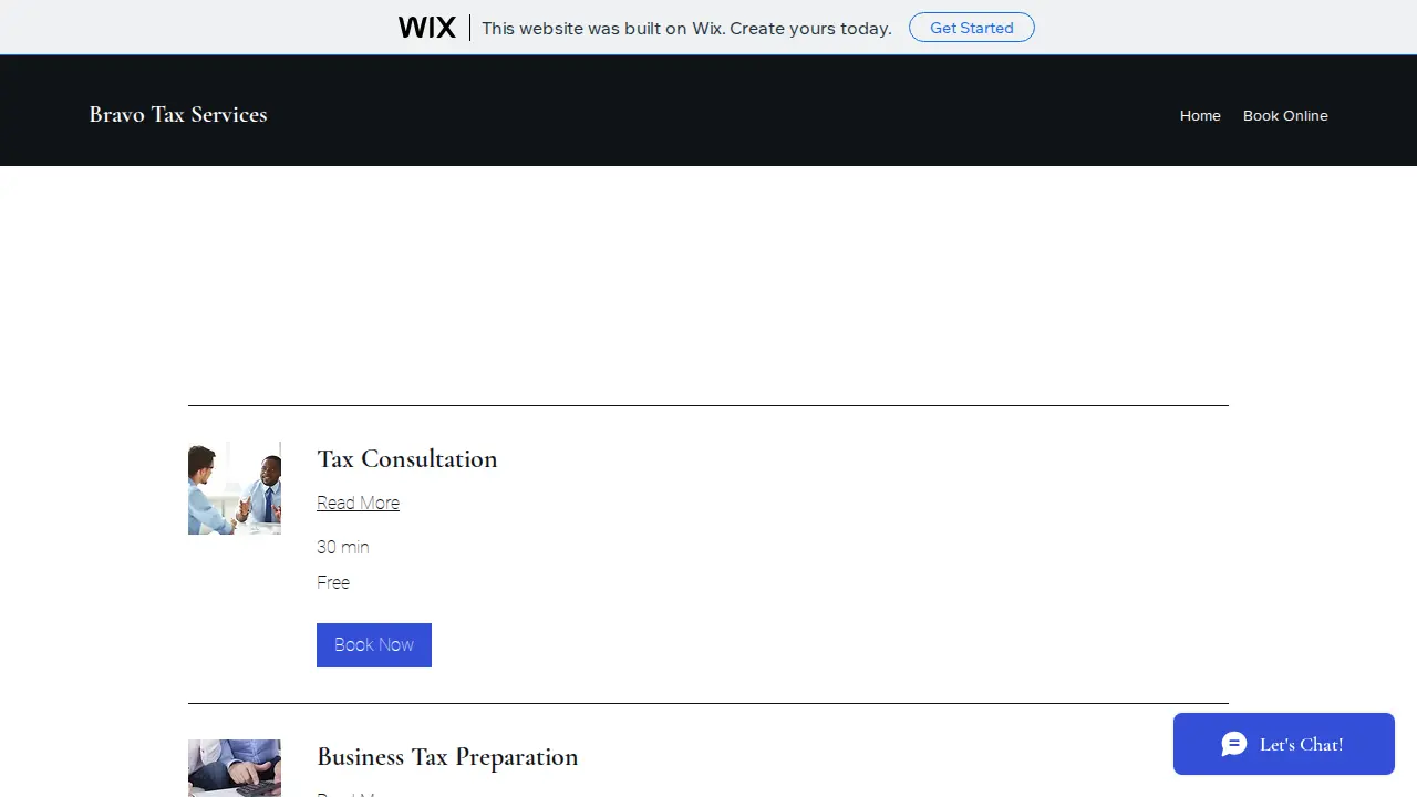Bravo Tax Services page