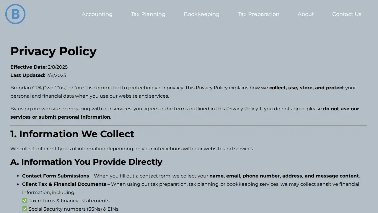 Brendan CPA page