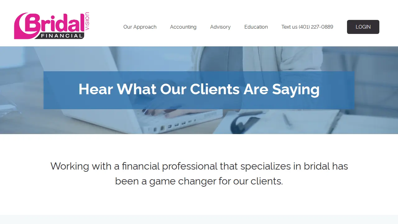BridalVision Financial page