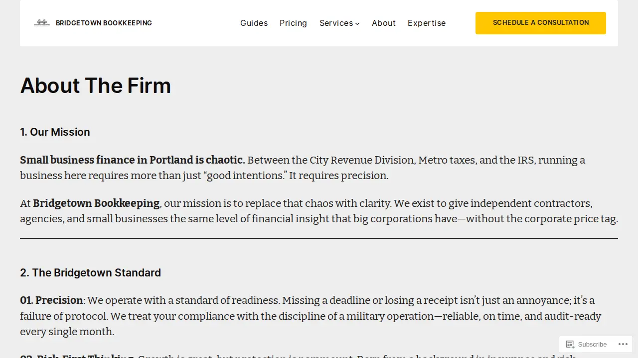 Bridgetown Bookkeeping page