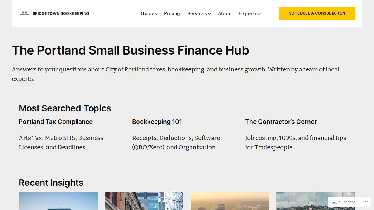 Bridgetown Bookkeeping page