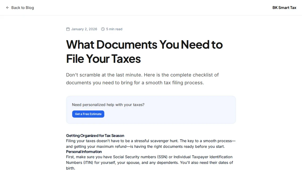 Brooklyn Smart Tax LLC page