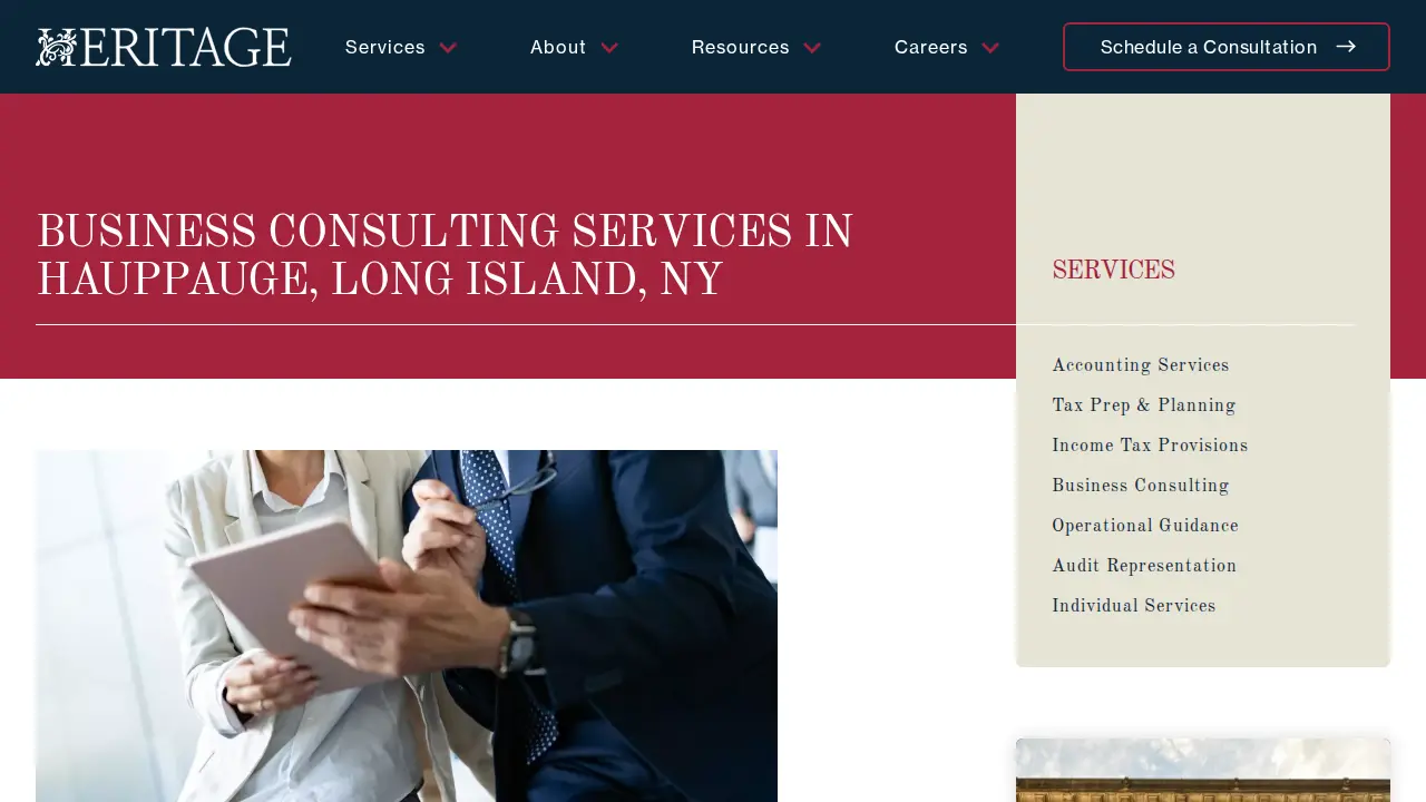 Heritage Accountants & Advisors page