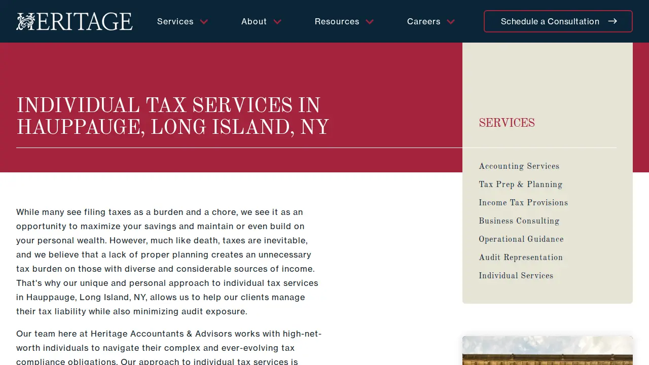Heritage Accountants & Advisors page