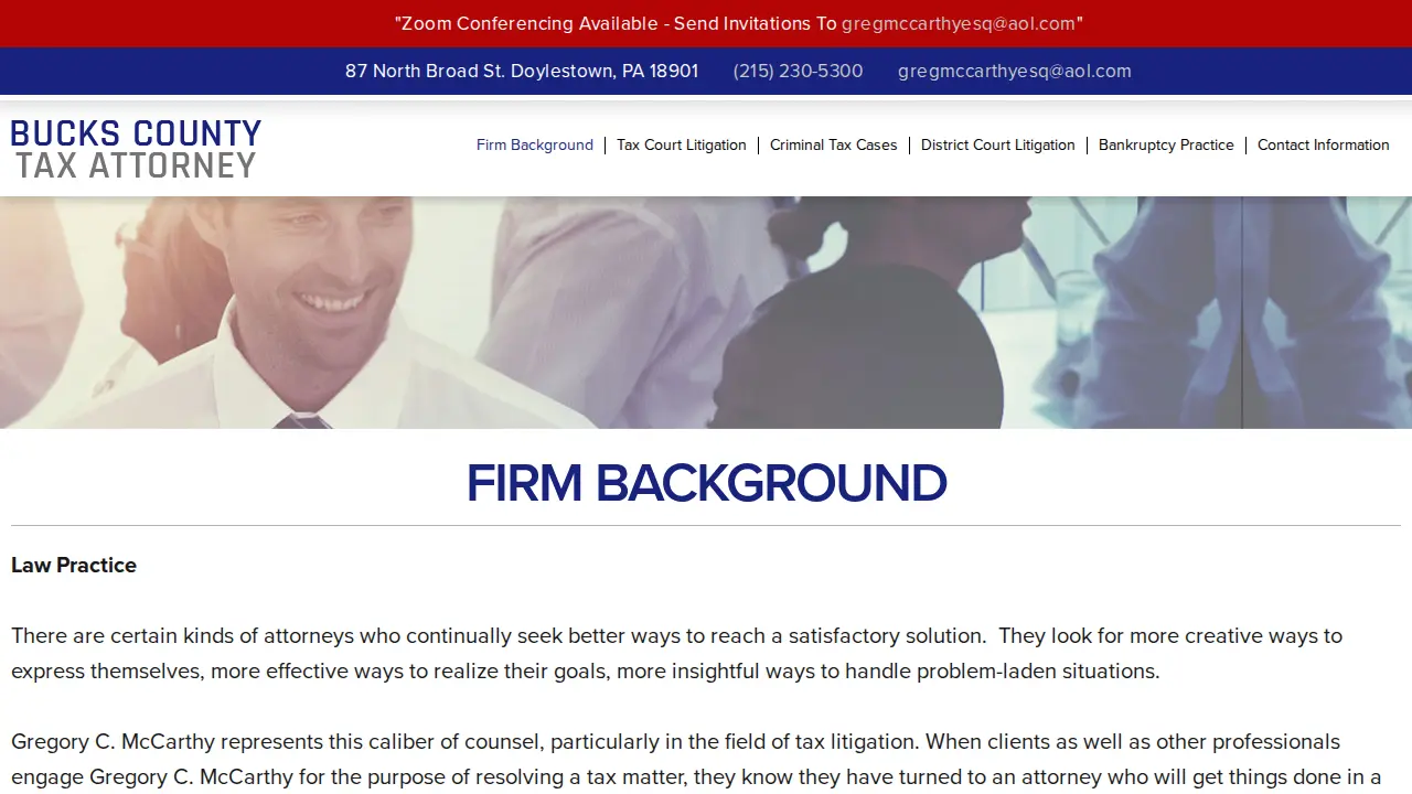 Bucks County Tax Attorney page