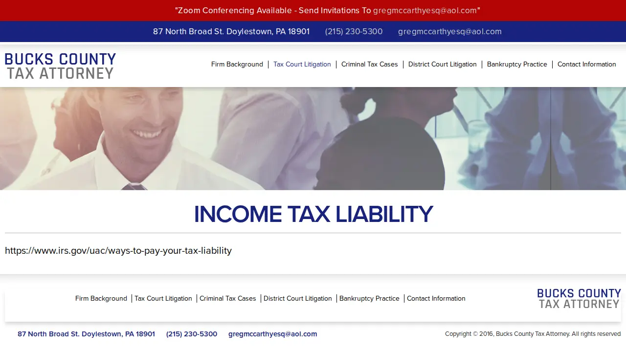Bucks County Tax Attorney page