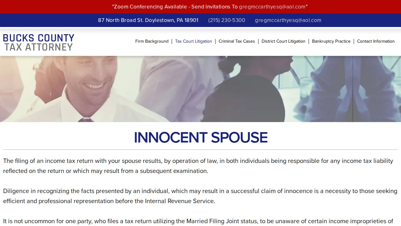 Bucks County Tax Attorney page