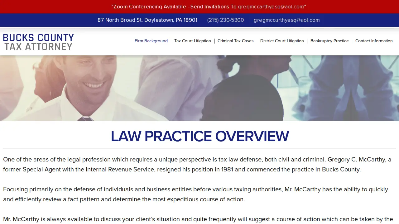 Bucks County Tax Attorney page