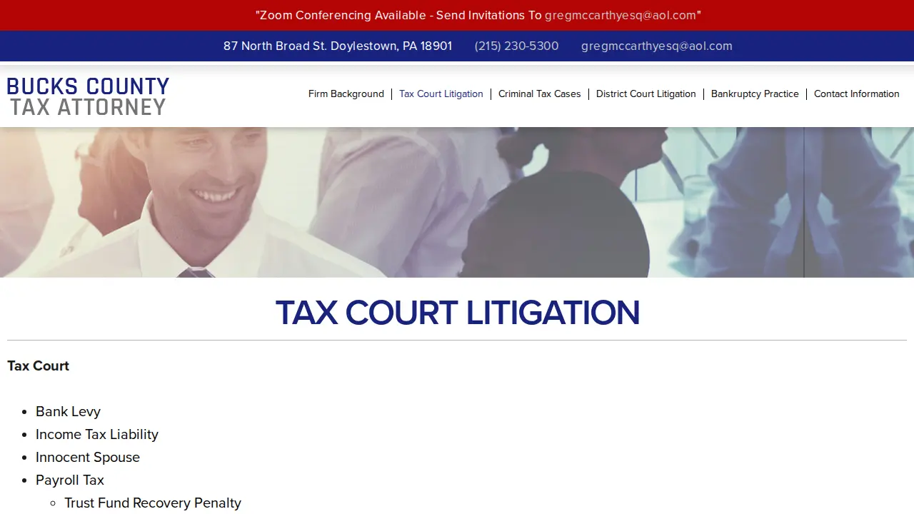 Bucks County Tax Attorney page