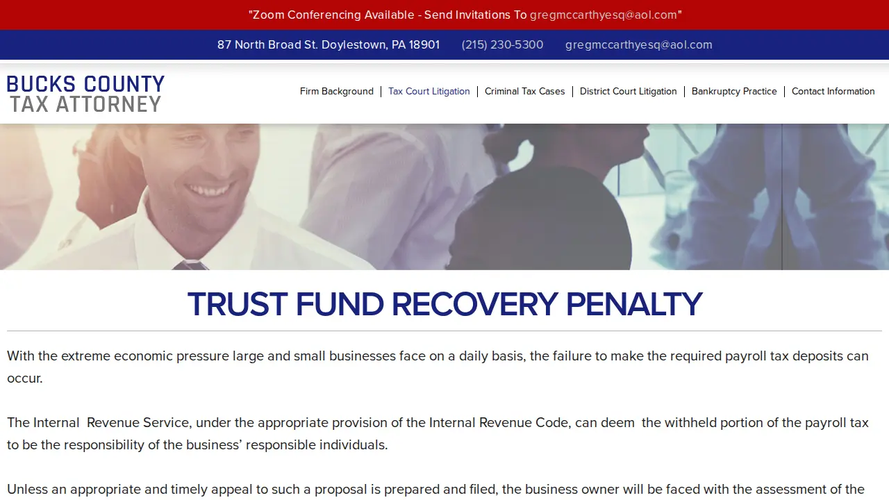 Bucks County Tax Attorney page