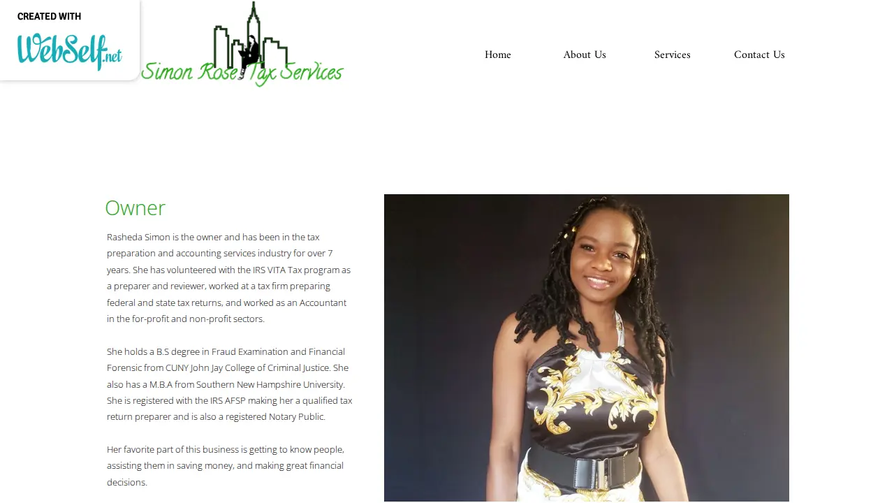 Simon Rose Tax Services page