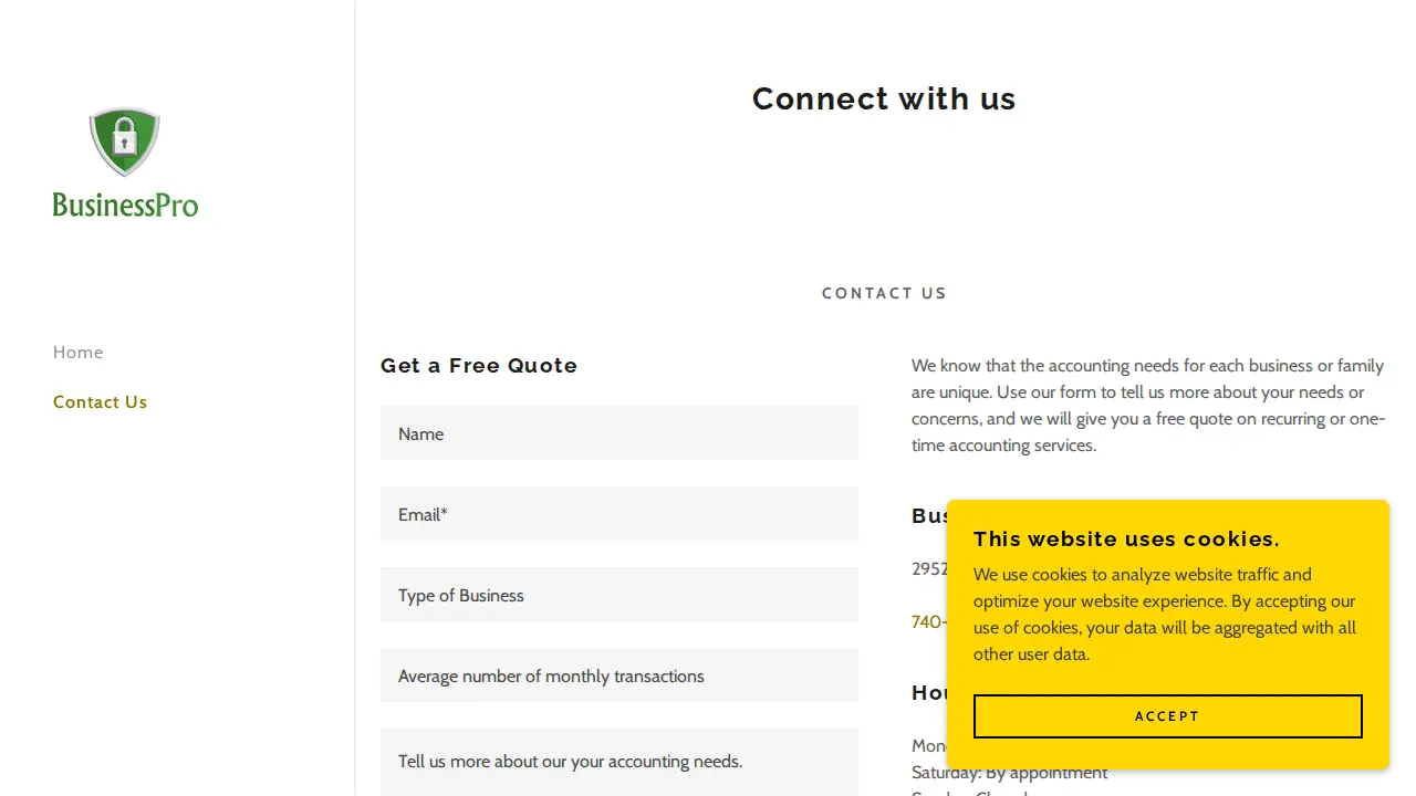 Business Pro page