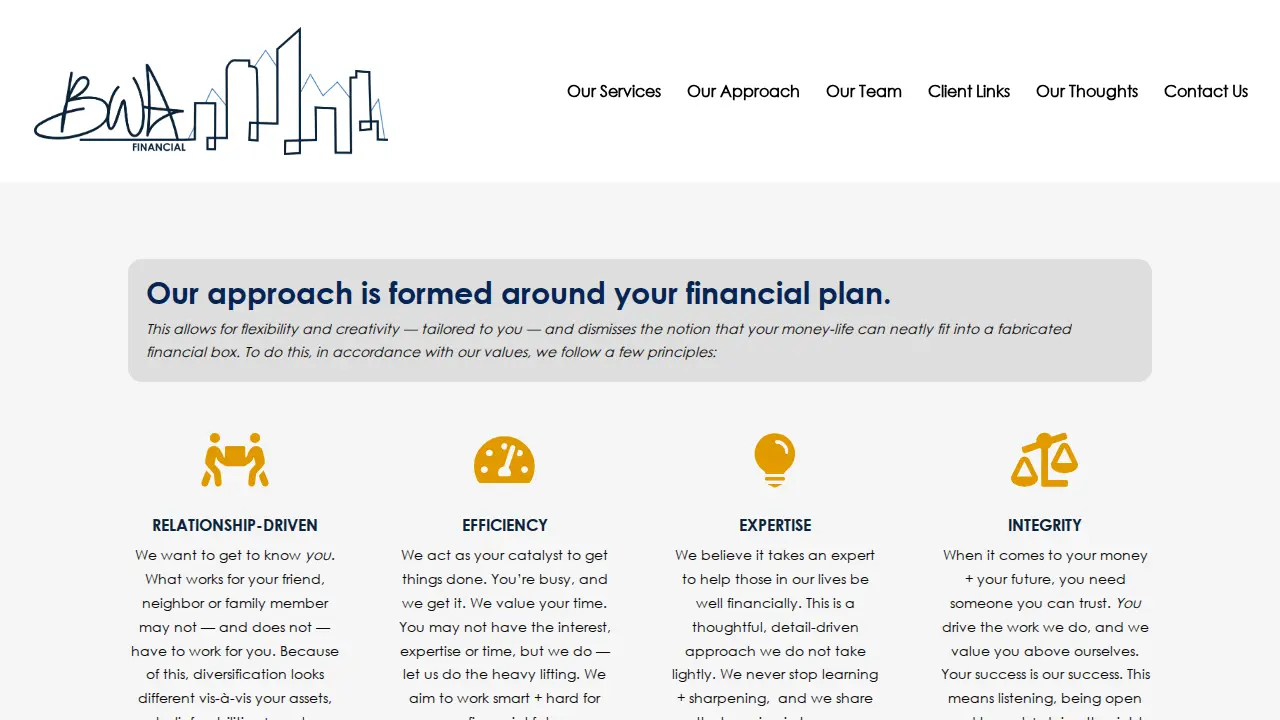 BWA Financial page