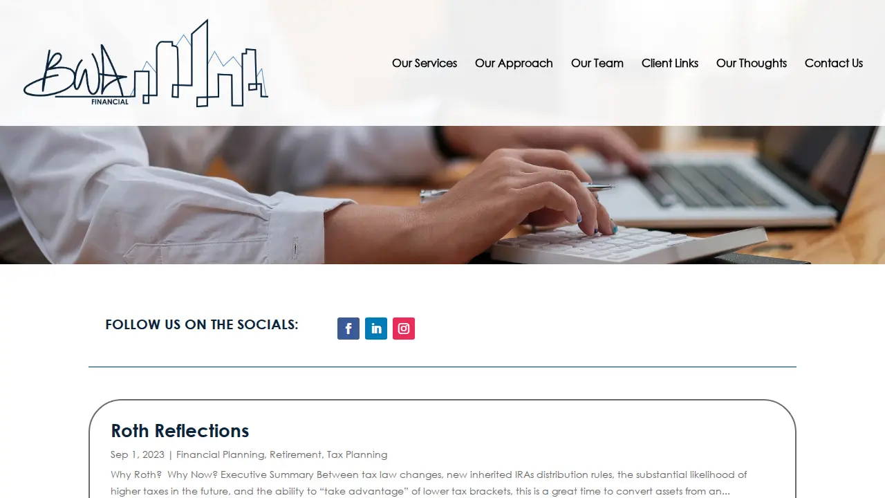 BWA Financial page