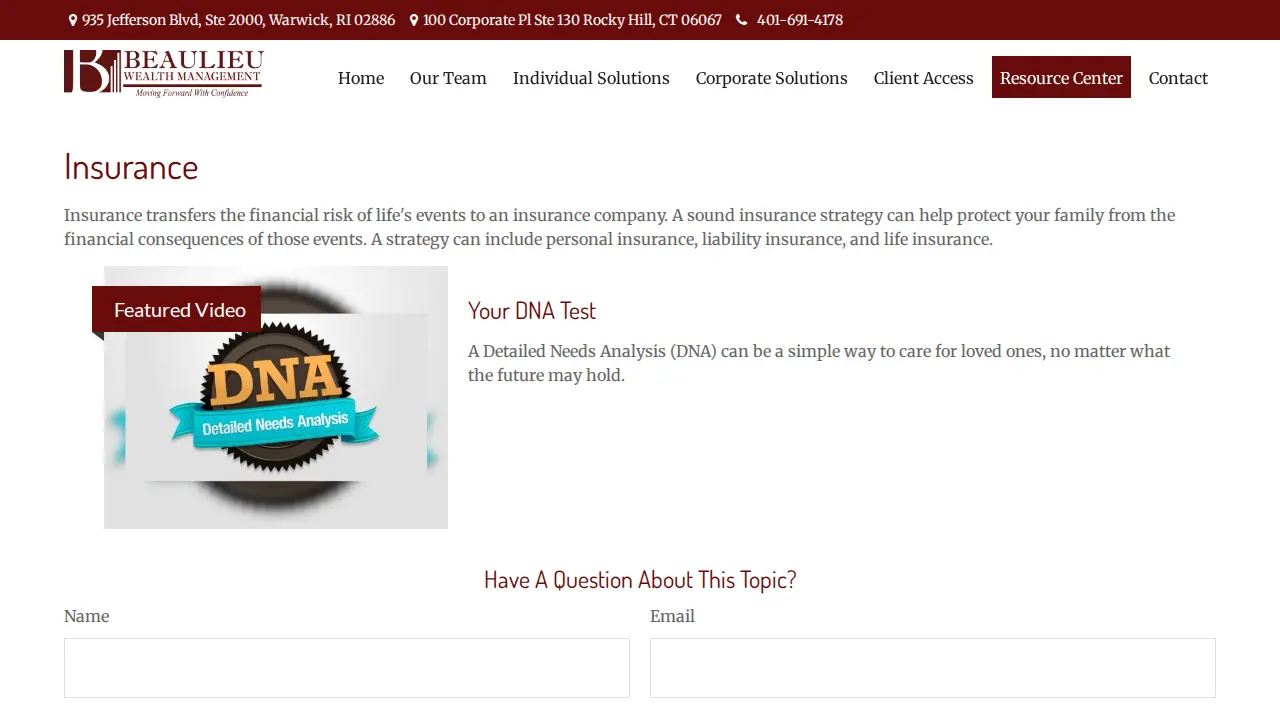 Beaulieu Wealth Management page